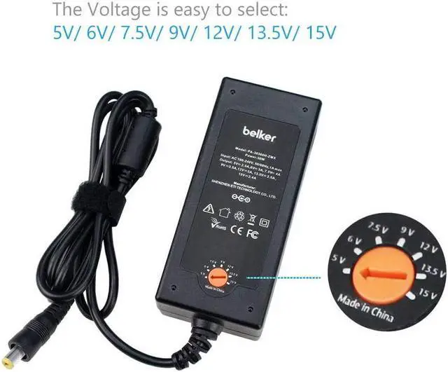 Alt view image 2 of 7 - 45W Universal 5V 6V 7.5V 9V 12V 13.5V 15V AC DC Adapter Power Supply for Household Eletronics LCD LED Strip Light Router HUB Speaker Smart Phone Tablet - Support Amps 0.5A 1A 2A 3A 3000mA Max. - OEM
