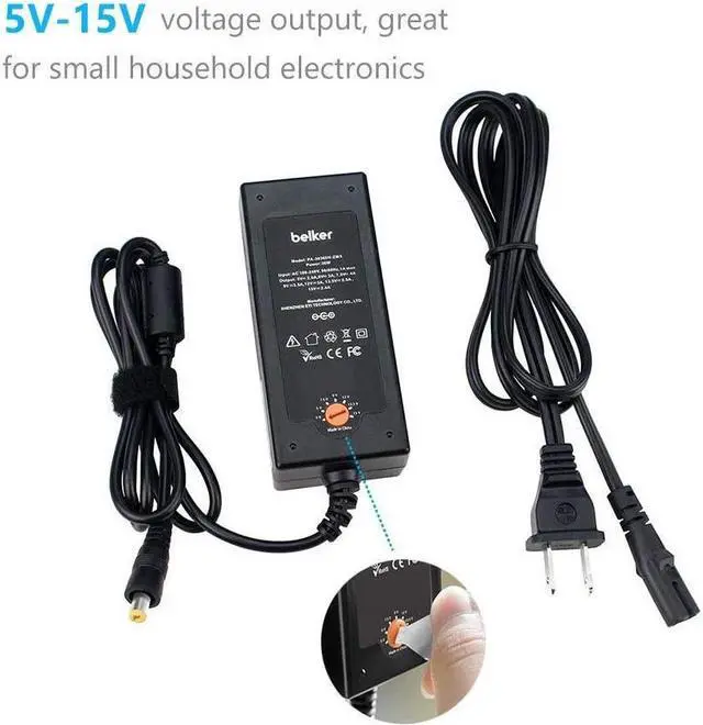 Alt view image 5 of 7 - 45W Universal 5V 6V 7.5V 9V 12V 13.5V 15V AC DC Adapter Power Supply for Household Eletronics LCD LED Strip Light Router HUB Speaker Smart Phone Tablet - Support Amps 0.5A 1A 2A 3A 3000mA Max. - OEM
