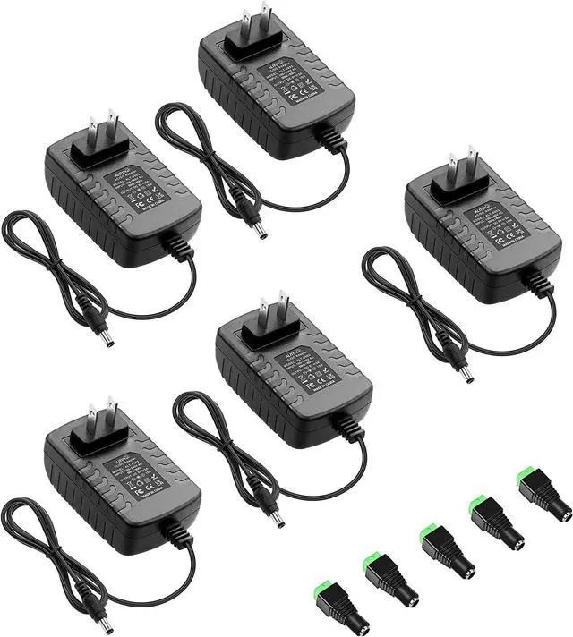 Main image of 5V 3A Power Supply Adapter Converter Cord, Pack of 5, 5.5mm x 2.5mm 2.1mm Tip AC 100V~240V to DC 5 Volt 3000mA 2500mA 15W for WS2812B WS2811 LED Pixel Light CCTV Camera USB-HUB Wireless Router - OEM