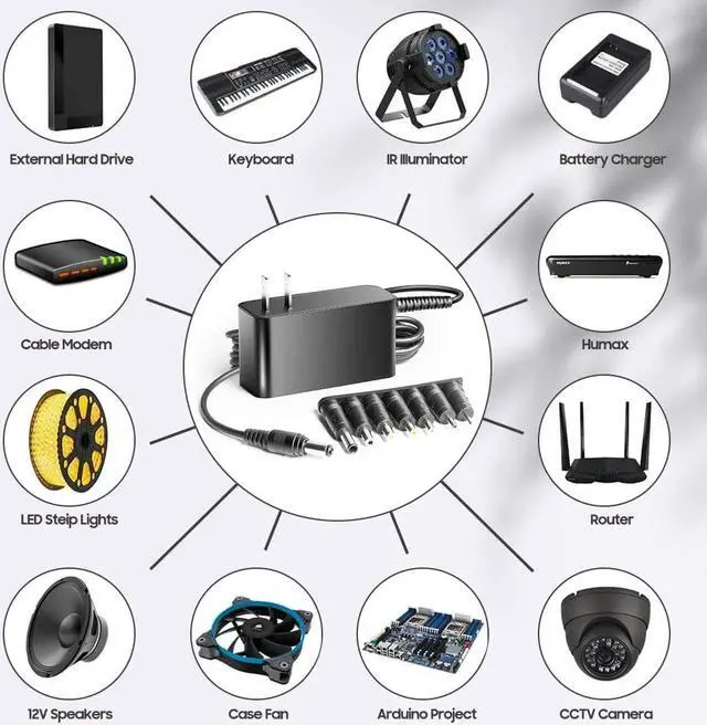 Alt view image 4 of 7 - Universal AC DC Adapter 15V 2A 1.5A 1A 0.5A 30W Power Supply 5.5*2.1mm with 7 DC Jacks 6.5*4.4mm/ 5.5x2.5mm/ 5.5x3.0mm/ 4.8x1.7mm/ 4.0x1.7mm/ 3.5x1.35mm/ 2.5x0.7mm 15.0V Charger Transformer Plug - OEM
