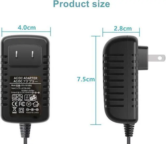 Alt view image 4 of 7 - Universal AC Adapter 15V 1A Power Supply 15W AC110V to DC15V Power Driver 15V 100mA~1000mA All Compatible with 8 DC Plug Tips adapters Charger Transformer AC-DC Adapter (DC15V~1A) - OEM