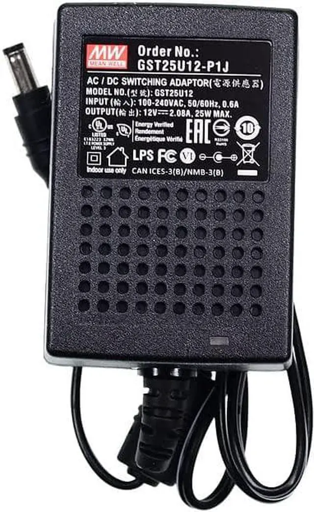 Main image of MW Mean Well Wall-Mounted Adaptor GST25U05/07/09/12/15/18/24/28/48-P1J Industrial US-Type General Size Reliable Green Adaptor (GST25U12-P1J) - OEM