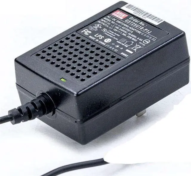 Main image of MW Mean Well Wall-Mounted Adaptor GST25U05/07/09/12/15/18/24/28/48-P1J Industrial US-Type General Size Reliable Green Adaptor (GST25U18-P1J) - OEM