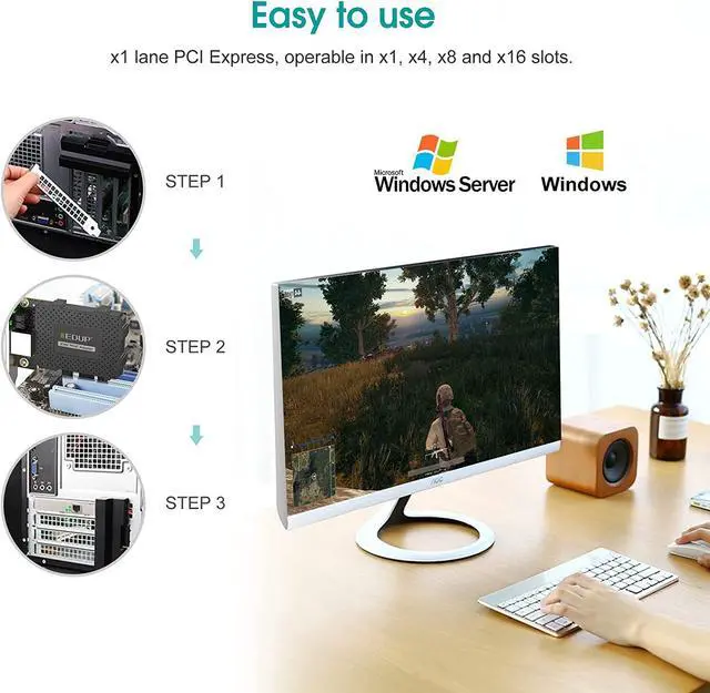 Alt view image 5 of 7 - 2.5GBase-T PCIe Network Adapter, 2500/1000/100Mbps PCI Express Gigabit Ethernet Card RJ45 LAN Controller Support Windows Server/Windows, Standard and Low-Profile Brackets Included