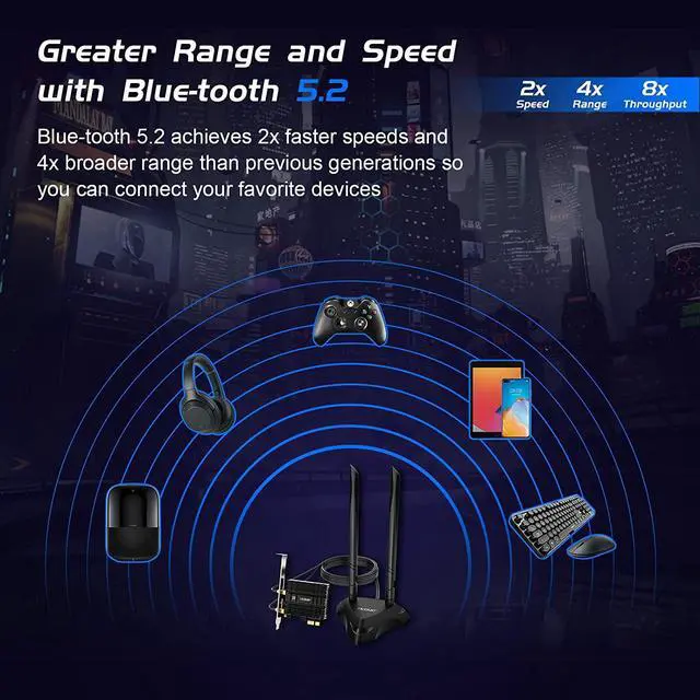 Alt view image 7 of 7 - EDUP PCIe WiFi 6E Card with 6dBi Antenna Base, 802.11AX Bluetooth 5.2 AX5400M AX210NGW Heat Sink Tri-Band 6G/5.8G/2.4GHz WiFi 6 PCI-E Wireless Network Card for Desktop PC Support Windows 10/11 64-bit