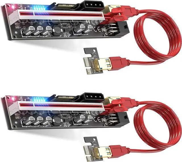 Main image of EDUP  PCIe GPU Riser Express Cable with 5 Solid Capacitors,Marque Light,16X to 1X Bitcoin/Ethereum ETH Mining Mini Graphics Riser Card Adapter Pack of 2