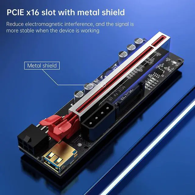 Alt view image 4 of 7 - EDUP  PCIe GPU Riser Express Cable with 5 Solid Capacitors,Marque Light,16X to 1X Bitcoin/Ethereum ETH Mining Mini Graphics Riser Card Adapter Pack of 2