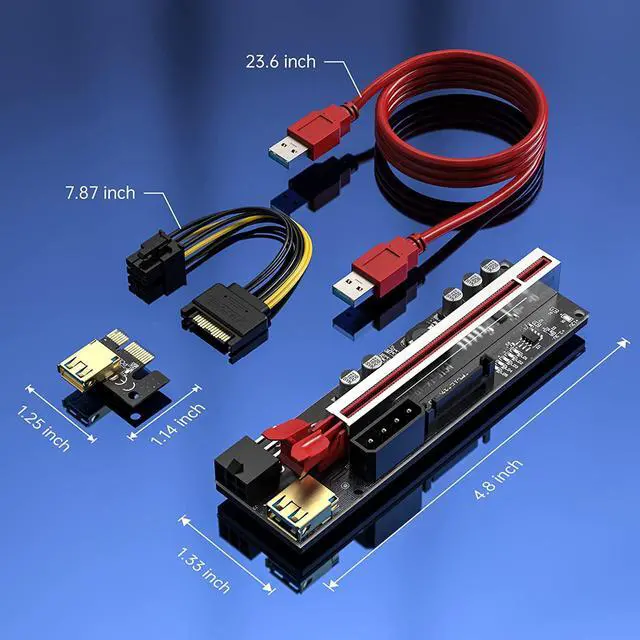 Alt view image 7 of 7 - EDUP  PCIe GPU Riser Express Cable with 5 Solid Capacitors,Marque Light,16X to 1X Bitcoin/Ethereum ETH Mining Mini Graphics Riser Card Adapter Pack of 2