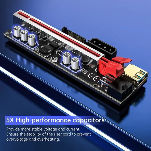Alt view image 5 of 7 - EDUP  PCIe GPU Riser Express Cable with 5 Solid Capacitors,Marque Light,16X to 1X Bitcoin/Ethereum ETH Mining Mini Graphics Riser Card Adapter Pack of 2