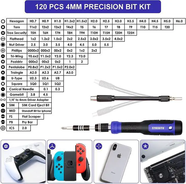 Alt view image 3 of 7 - Precision Screwdriver Set 191-Piece Multi-Bit Screwdriver 1/4 Inch Nut Driver Home Improvement Tool Electronic Repair Kit for Computer, iPhone, Laptop, PC, Cell Phone, PS4, Xbox, Nintendo