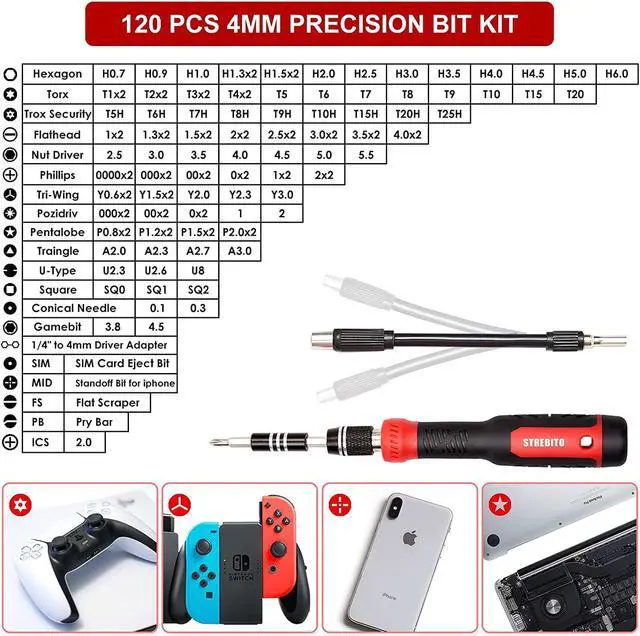 Alt view image 3 of 7 - Precision Screwdriver Set 191-Piece Multi-Bit Screwdriver 1/4 Inch Nut Driver Home Improvement Tool Electronic Repair Kit for Computer, iPhone, Laptop, PC, Cell Phone, PS4, Xbox, Nintendo