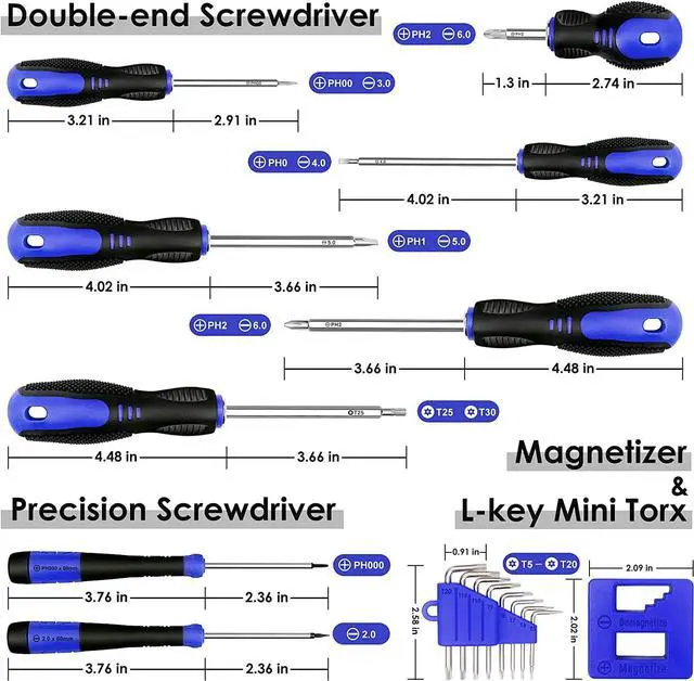 Alt view image 4 of 7 - Multi-Bit Precision Screwdriver Set 191-Piece and Reversible Screwdriver Set 17-Piece Bundle, Screw Driver Set for Electronic Repair and Home Improvement