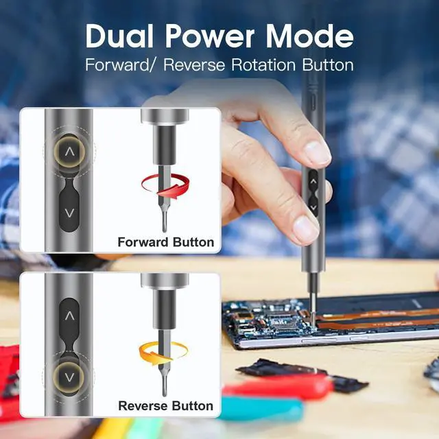 Alt view image 4 of 7 - UF-TOOLS Mini Electric Screwdriver Set, 120 in 1 Small Portable Cordless Power Screwdriver Set, with 100 Precision Bits & LED Light & 20-bit Tool Set Handy Repair Tool, for Phone Watch Camera Laptop