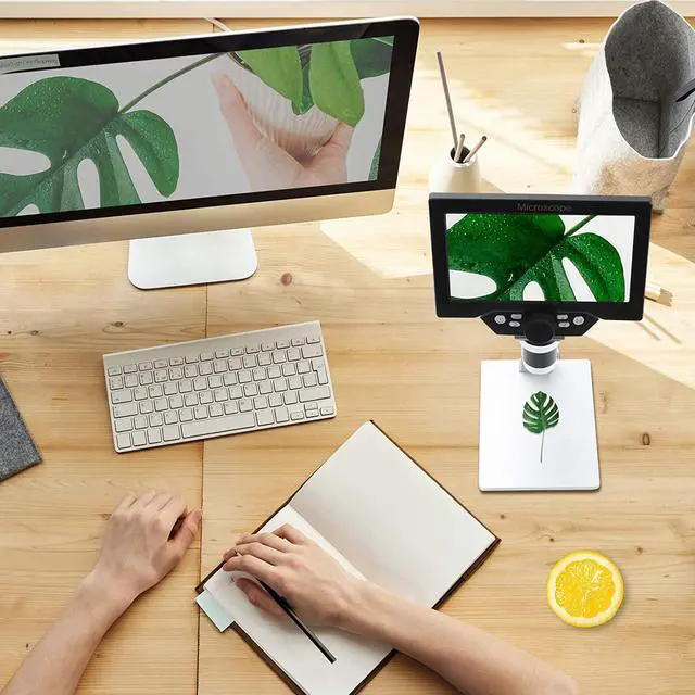 Alt view image 7 of 7 - UF-TOOLS 7 Inch LCD Digital Microscope with 64GB TF Card, 1200x Magnification, 12MP Ultra-Precise Focusing Camera 1080P Video Microscope 8 LED Lights for Coin Circuit Board Soldering PC Watch Repair