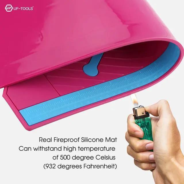 Alt view image 5 of 7 - UF-TOOLS 4.5 MM Thicken Silicone Electronics Work Mat, 20.3 x 14.4 Inch Large Soldering Mat Heat Insulation Anti-Static Magnetic Work Station for Soldering Iron, Phone, Computer, Watch Repair