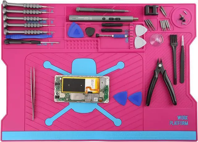 Main image of UF-TOOLS 4.5 MM Thicken Silicone Electronics Work Mat, 20.3 x 14.4 Inch Large Soldering Mat Heat Insulation Anti-Static Magnetic Work Station for Soldering Iron, Phone, Computer, Watch Repair