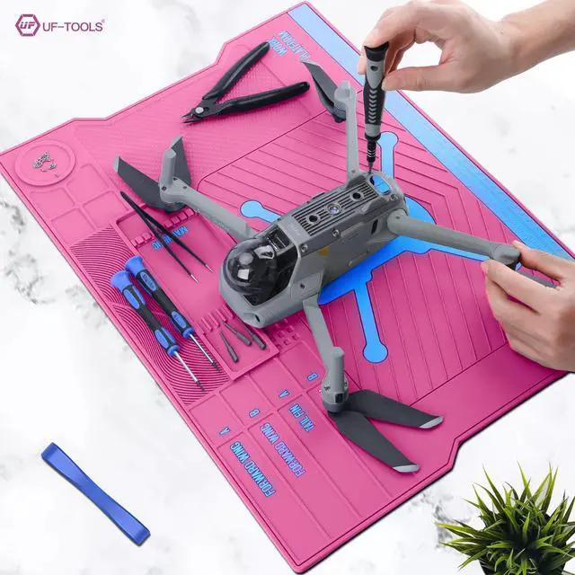 Alt view image 6 of 7 - UF-TOOLS 4.5 MM Thicken Silicone Electronics Work Mat, 20.3 x 14.4 Inch Large Soldering Mat Heat Insulation Anti-Static Magnetic Work Station for Soldering Iron, Phone, Computer, Watch Repair