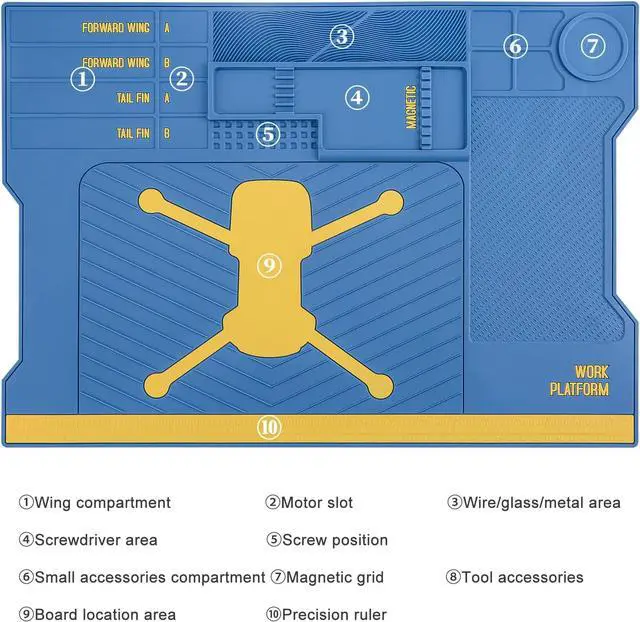 Alt view image 3 of 7 - UF-TOOLS 4.5 MM Thicken Silicone Electronics Work Mat, 20.3 x 14.4 Inch Large Soldering Mat Heat Insulation Anti-Static Magnetic Work Station for Soldering Iron, Phone, Computer, Watch Repair