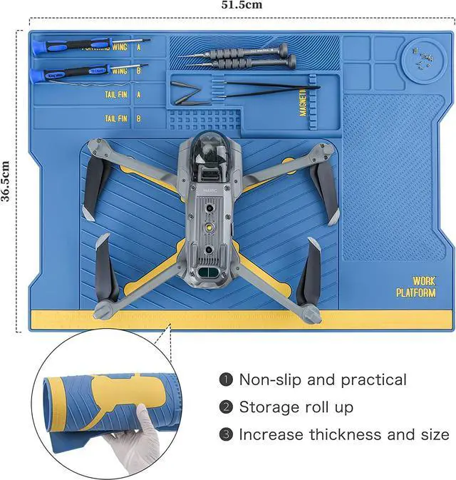 Alt view image 5 of 7 - UF-TOOLS 4.5 MM Thicken Silicone Electronics Work Mat, 20.3 x 14.4 Inch Large Soldering Mat Heat Insulation Anti-Static Magnetic Work Station for Soldering Iron, Phone, Computer, Watch Repair