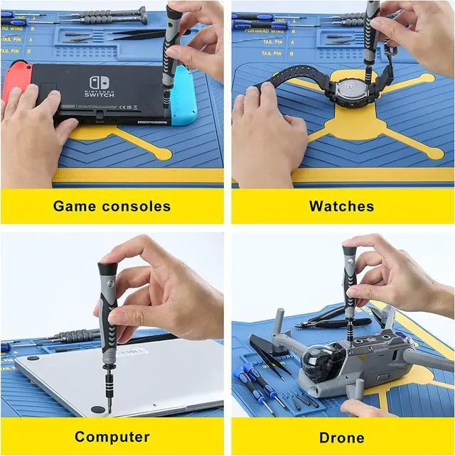 Alt view image 7 of 7 - UF-TOOLS 4.5 MM Thicken Silicone Electronics Work Mat, 20.3 x 14.4 Inch Large Soldering Mat Heat Insulation Anti-Static Magnetic Work Station for Soldering Iron, Phone, Computer, Watch Repair