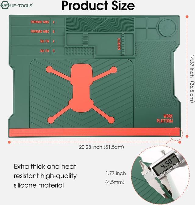 UF-TOOLS 4.5 MM Thicken Silicone Electronics Work Mat, 20.3 x 14.4 Inch  Large Soldering Mat Heat Insulation Anti-Static Magnetic Work Station for