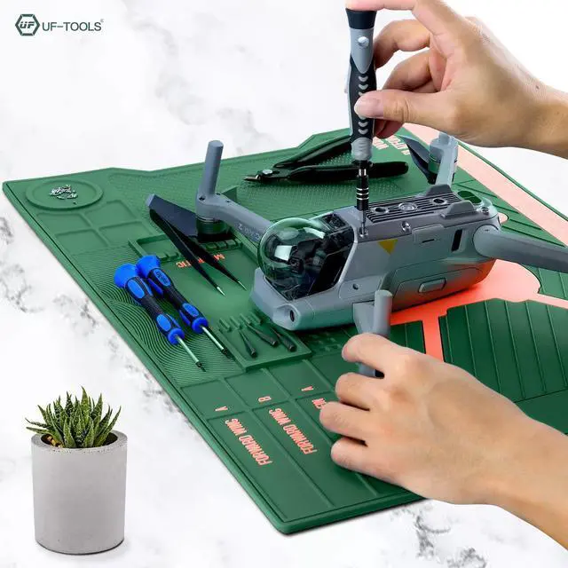 Alt view image 6 of 7 - UF-TOOLS 4.5 MM Thicken Silicone Electronics Work Mat, 20.3 x 14.4 Inch Large Soldering Mat Heat Insulation Anti-Static Magnetic Work Station for Soldering Iron, Phone, Computer, Watch Repair