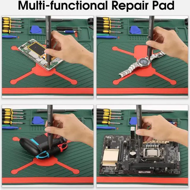 Alt view image 7 of 7 - UF-TOOLS 4.5 MM Thicken Silicone Electronics Work Mat, 20.3 x 14.4 Inch Large Soldering Mat Heat Insulation Anti-Static Magnetic Work Station for Soldering Iron, Phone, Computer, Watch Repair