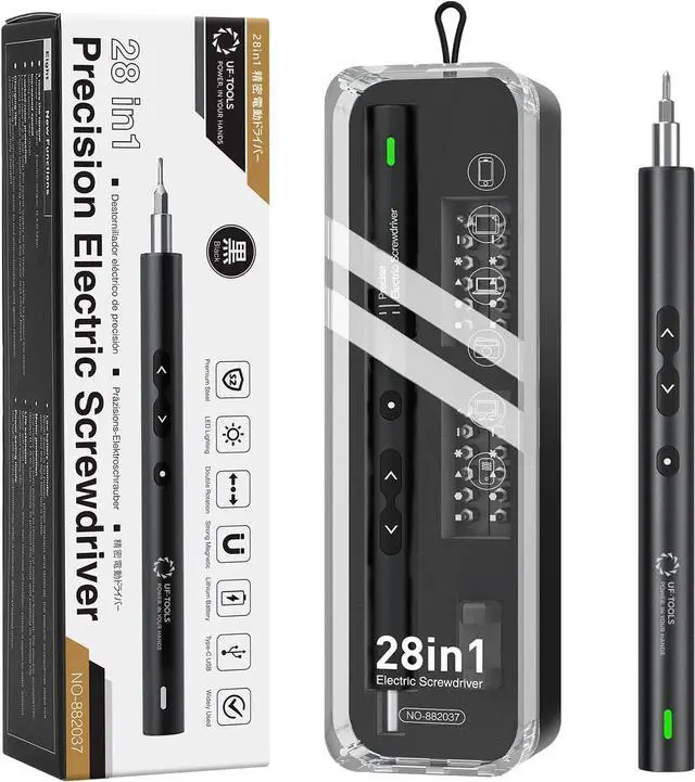 Main image of 28 in 1 Electric Screwdriver Set, UF-TOOLS Portable Mini Rechargeable Cordless Precision Screwdriver with Battery & LED Light, Magnetic Driver Bits Set, Professional Repair Tool Kit for Electronics