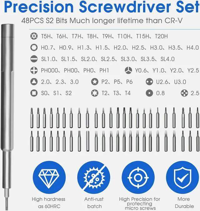 Alt view image 2 of 7 - UF-TOOLS 48 in 1 Precision Screwdriver Set, Upgraded Version S2 Steel Magnetic Mini Repair Tool Kit with Magnetic Case for Tablet, Computer, Eyeglasses, Toys, Watches, Mac, iPad