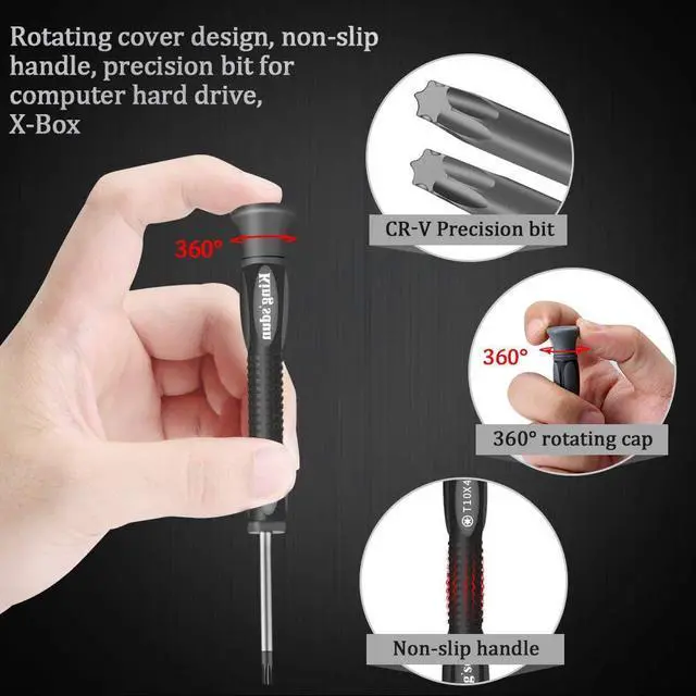 Alt view image 4 of 7 - 12 in 1 Torx Screwdriver Sets, Magnetic Precision Screwdrivers with T3 T4 T5 T6 T7 T8 T10 Repair Kit, ESD Tweezers & Philip Slotted Star Screwdrivers for Camera/Mac/Computer/Xbox/PS4
