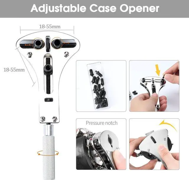 Alt view image 2 of 7 - Kingsdun Watch Repair Kit, Professional Watch Battery Replacement Tool Watchband Link & Back Remover Spring Bar Tool Kit with Carrying Case & Instruction Manual
