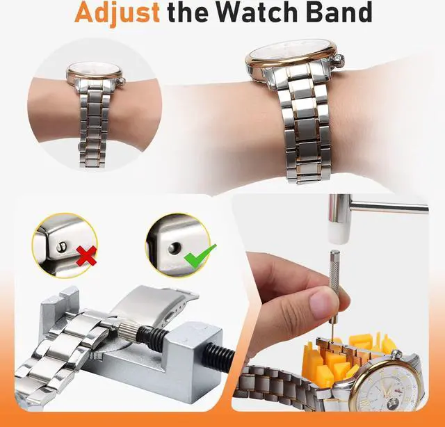 Alt view image 3 of 7 - Kingsdun Watch Repair Kit, Professional Watch Battery Replacement Tool Watchband Link & Back Remover Spring Bar Tool Kit with Carrying Case & Instruction Manual