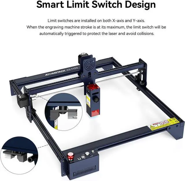 Alt view image 4 of 7 - ATOMSTACK A5 M50 Laser Engraver, 5.5W Fixed-Focus 0.08mm Compressed Spot Laser Cutter and Engraving Machine for Wood Metal Acrylic, Engraving Area 410x400mm