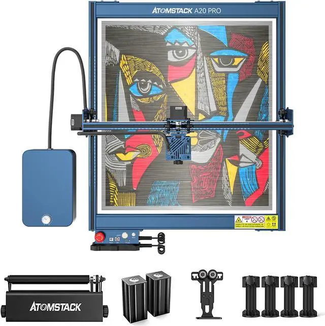 Main image of ATOMSTACK A20 Pro Laser Engraver 130W, 20W Optical Power Laser Cutter with F30 Pro Air Assist Kit, Terminal Control Panel and R3 Pro Laser Rotary Roller, Engraving Area 400x400mm
