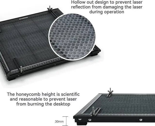 Alt view image 3 of 7 - ATOMSTACK F2 Laser Honeycomb Working Table, Enlarged Honeycomb Laser Bed Panel with Fixture for CO2 and Diode Laser Engraver Cutter, 15.75x15.75x1.18inches