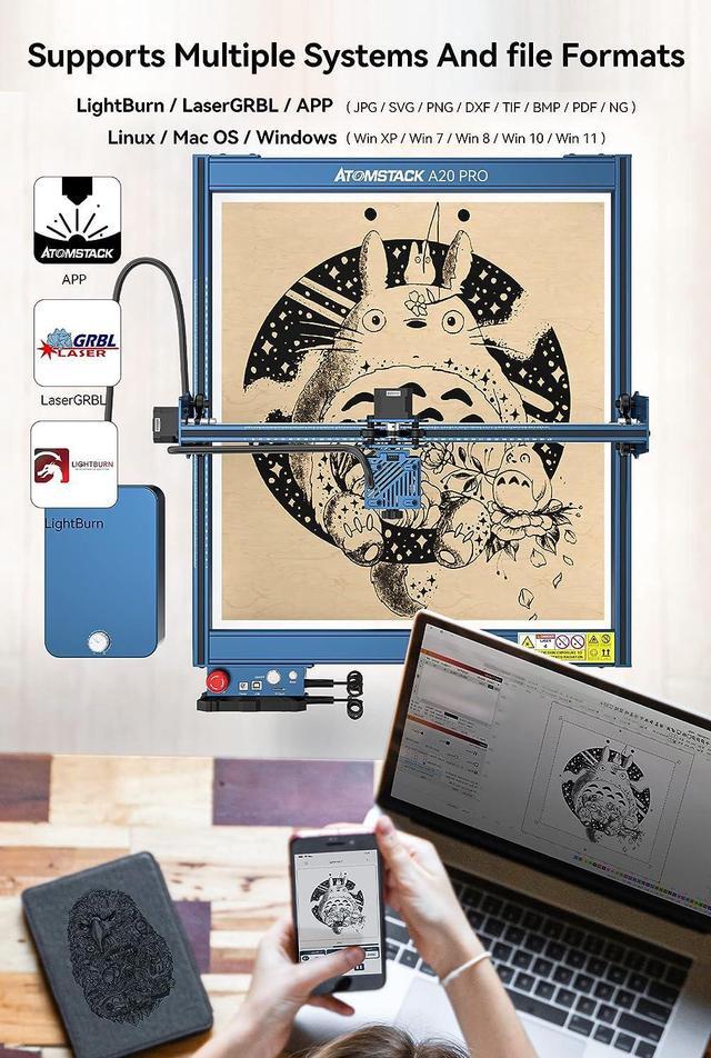 Alt view image 7 of 7 - ATOMSTACK A20 Pro Laser Engraver 130W, 20W Optical Power Laser Cutter with F30 Pro Air Assist Kit and Terminal Control Panel, Support Self-Developed Mobile Phone APP, Engraving Area 400x400mm