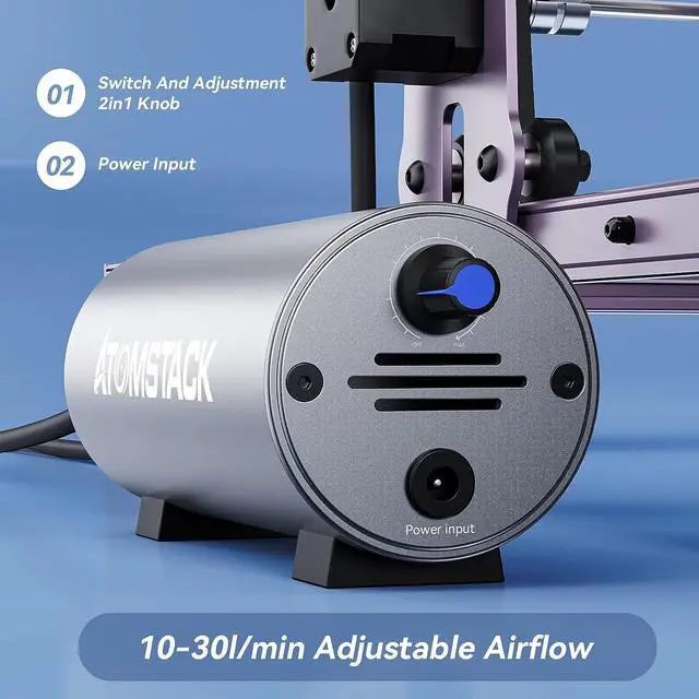 Alt view image 3 of 7 - ATOMSTACK Air Assist Kit for S10 PRO/X7 PRO/A10 PRO/A5 PRO Laser Engraver, Air Pump Kit with 10-30L/Min Airflow for Removing Smoke and Dust, Low Noise and Easily Assemby