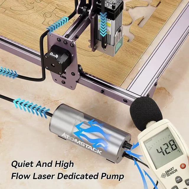 Alt view image 5 of 7 - ATOMSTACK Air Assist Kit for S10 PRO/X7 PRO/A10 PRO/A5 PRO Laser Engraver, Air Pump Kit with 10-30L/Min Airflow for Removing Smoke and Dust, Low Noise and Easily Assemby