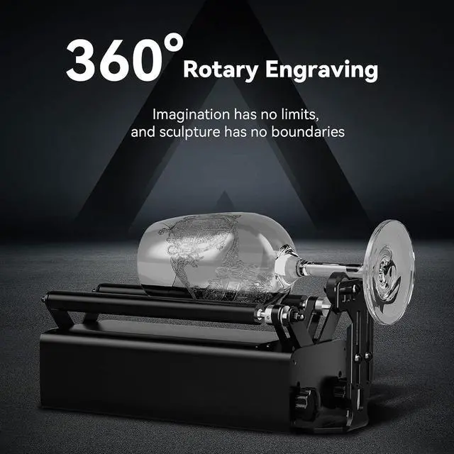 Alt view image 2 of 7 - ATOMSTACK R3 Pro Laser Rotary Roller, Laser Engraver Y-axis Rotary Roller for 360° Engraving Cylindrical Objects with 4 Heightening Columns, 2 Support Shaft and 1 Support Frame