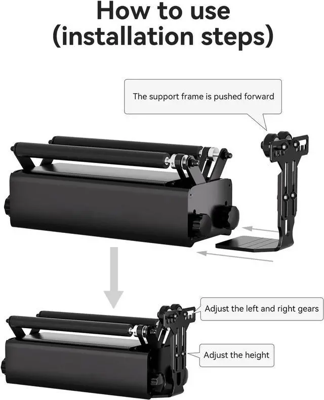 Alt view image 4 of 7 - ATOMSTACK R3 Pro Laser Rotary Roller, Laser Engraver Y-axis Rotary Roller for 360° Engraving Cylindrical Objects with 4 Heightening Columns, 2 Support Shaft and 1 Support Frame