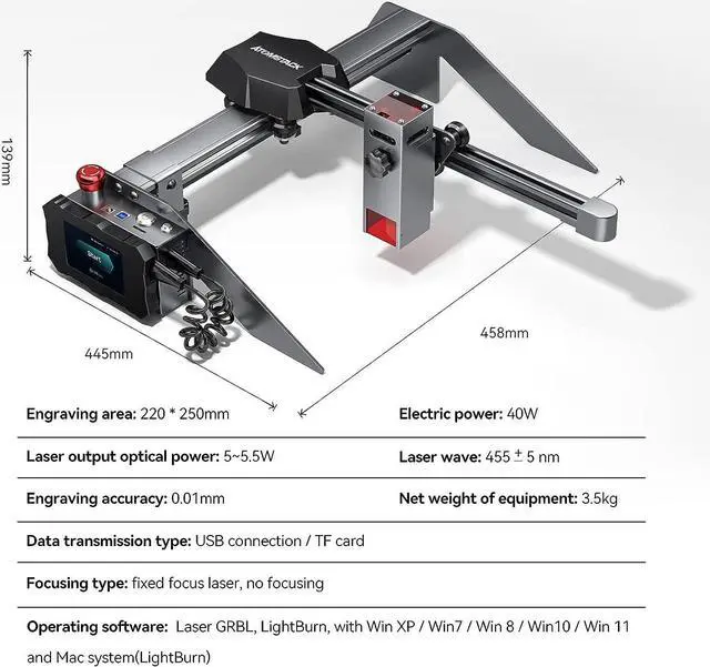 Alt view image 7 of 7 - ATOMSTACK P9 Laser Engraver, 40W Laser Engraving Cutting Machine5500mw lazer Engraver, Fixed-Focus Eye Protection DIY Engraver Tool for Metal, Wood, Leather, Vinyl, Area(9.84"x8.66")