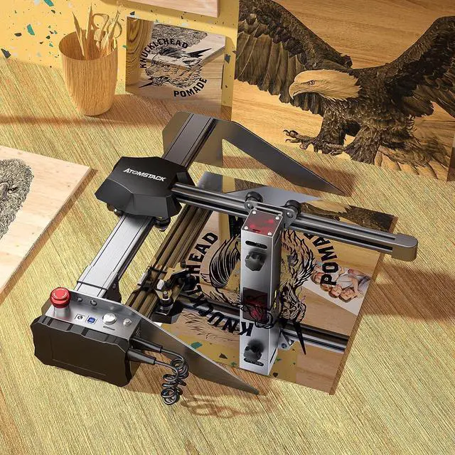 Alt view image 6 of 7 - ATOMSTACK P9 Laser Engraver, 40W Laser Engraving Cutting Machine5500mw lazer Engraver, Fixed-Focus Eye Protection DIY Engraver Tool for Metal, Wood, Leather, Vinyl, Area(9.84"x8.66")