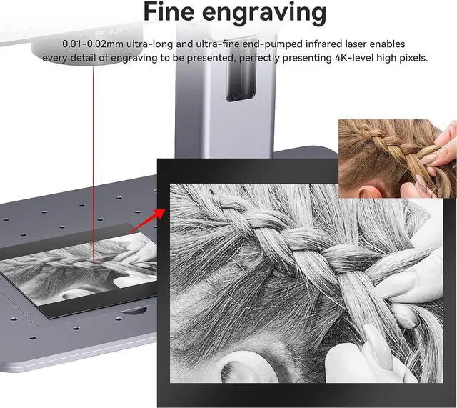 Alt view image 4 of 6 - ATOMSTACK M4 Fiber Laser Engraver, 1064nm Cold Red Light High Accuracy Desktop and Handheld 2 in 1 Fiber Marking Machine for Metal Plastic Leather with 12000mm/s High Speed, Engraving Area 70x70mm