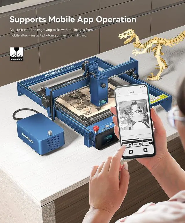 Alt view image 7 of 7 - ATOMSTACK A20 Pro Laser Engraver 130W, 20W Optical Power Laser Cutter with F30 Pro Air Assist Kit, Terminal Control Panel and F2 Laser Honeycomb Working Table, Engraving Area 400x400mm