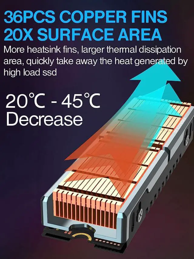 Alt view image 3 of 7 - JEYI M.2 HeatSink, Heavy Duty Aluminum Convective Heat Sink, Passive Heat Sinks with Fins, FinsCold iGlacier8 (35 Decrease Max)