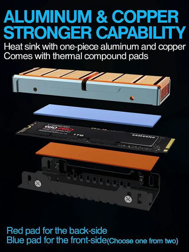 Alt view image 4 of 7 - JEYI M.2 HeatSink, Heavy Duty Aluminum Convective Heat Sink, Passive Heat Sinks with Fins, FinsCold iGlacier8 (35 Decrease Max)
