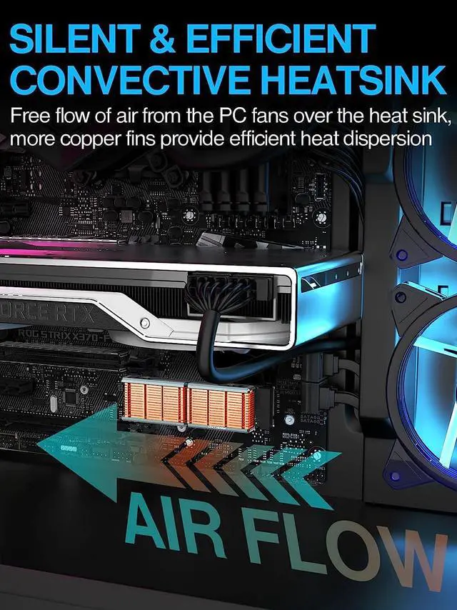 Alt view image 5 of 7 - JEYI M.2 HeatSink, Heavy Duty Aluminum Convective Heat Sink, Passive Heat Sinks with Fins, FinsCold iGlacier8 (35 Decrease Max)