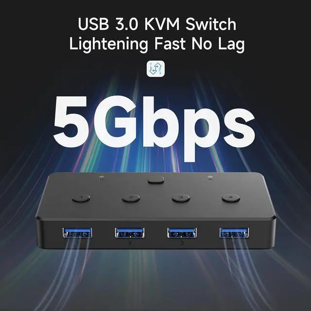 Alt view image 4 of 7 - KVM Switch,USB 3.0 Switcher 2 Computers Share 4 USB 3.0 Ports for Mouse, Keyboard,Printer and More,USB Switch Compatible with Mac/Windows/Linux