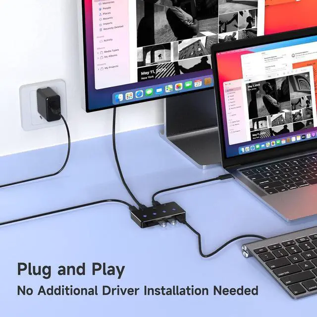 Alt view image 5 of 7 - KVM Switch,USB 3.0 Switcher 2 Computers Share 4 USB 3.0 Ports for Mouse, Keyboard,Printer and More,USB Switch Compatible with Mac/Windows/Linux