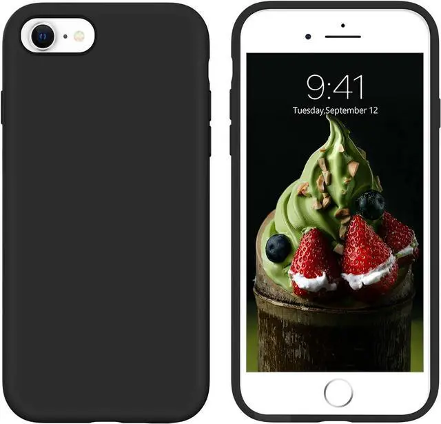 Main image of iPhone SE 2022 Case,iPhone SE Case 2020,iPhone 8 Case,iPhone 7 Case Slim Liquid Silicone Soft Gel Rubber Protective Bumper Phone Cover for iPhone SE 3rd Generation/SE 2nd Gen/8/7 4.7 inch,Black